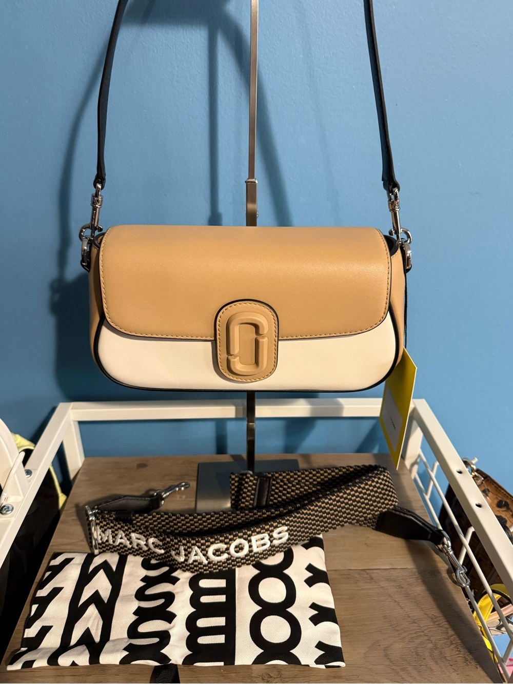 Marc Jacobs Tri-Tone Tan, Cream and Black Crossbody Bag